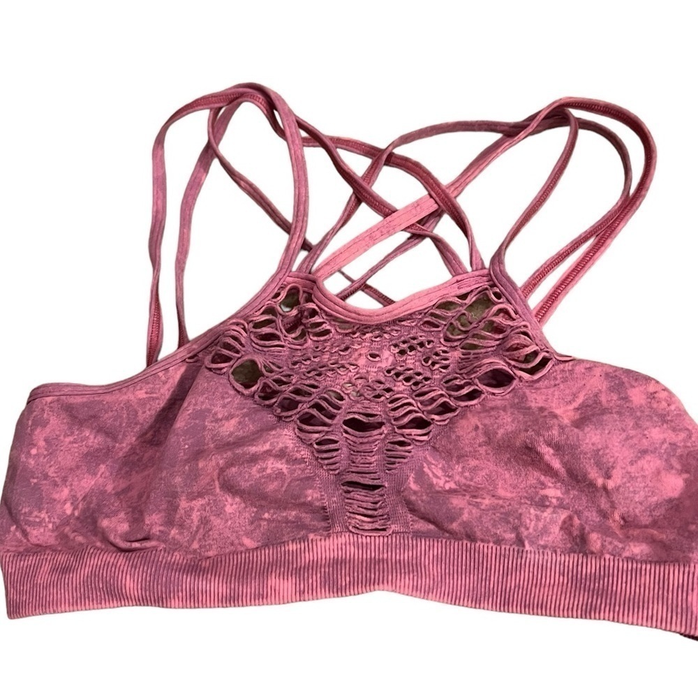 Shaded pink bralette, meant to be seen peeking out of T.